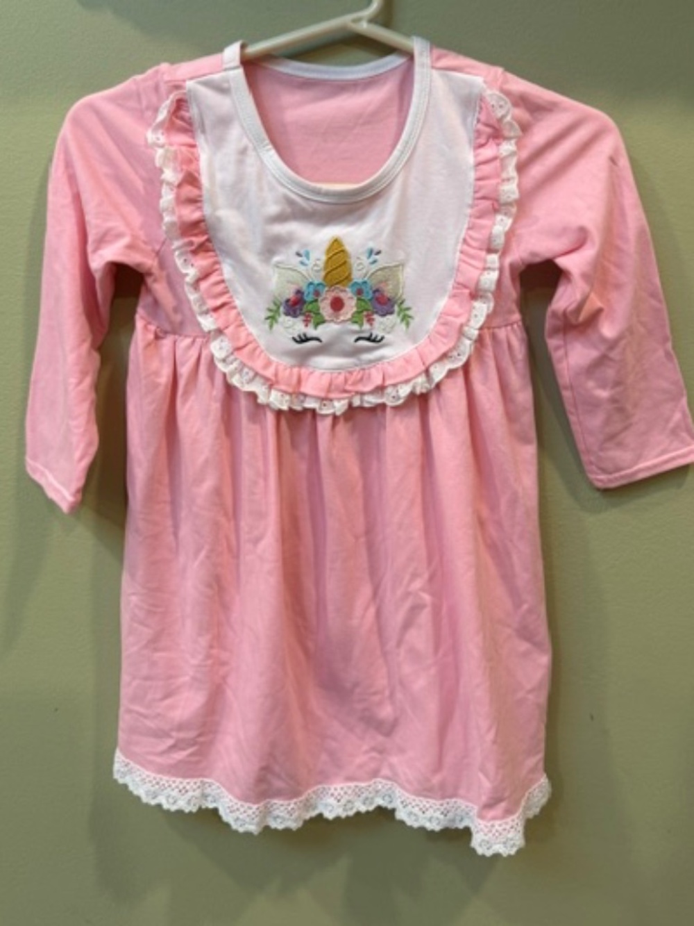 Boutique Pink Frills Unicorn Dress Age 5 Long Sleeve